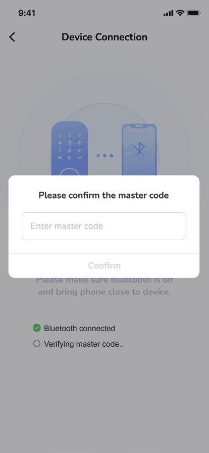 Confirm the master code